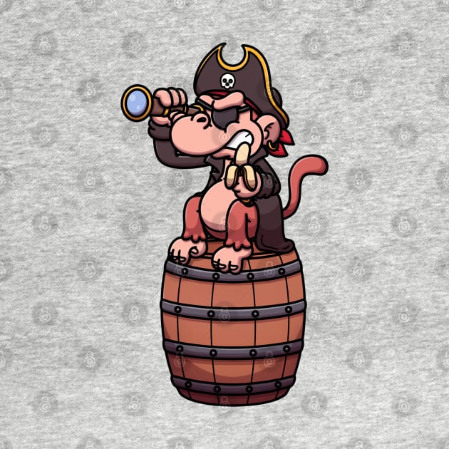 Pirate Monkey Sitting On Barrel by TheMaskedTooner